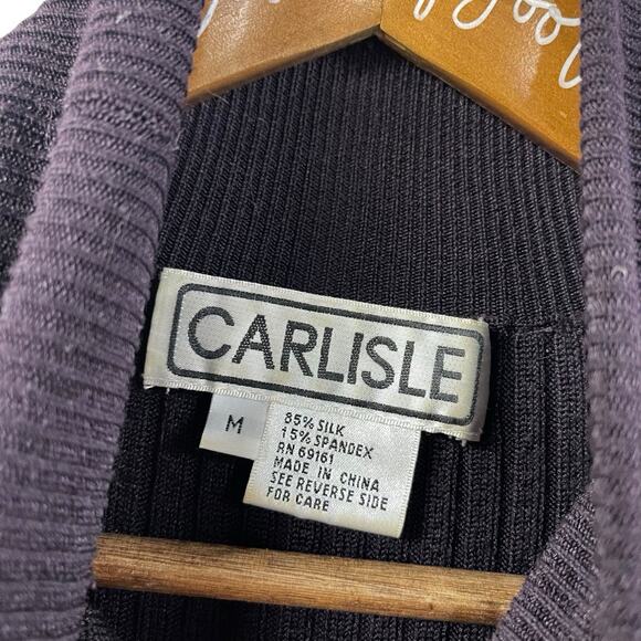 Carlisle Sweater Set Purple Silk Sequin Beaded Medium Designer Turtleneck - Picture 4 of 7